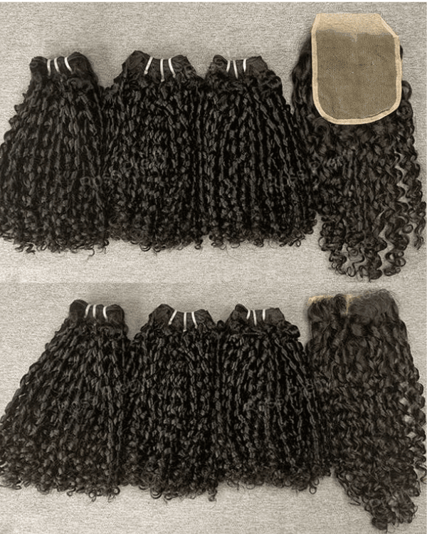3 Bundles Deal with 4x4 Lace Closure – Kinky Curly Raw Indian Temple Human Hair | Bella Hararo			