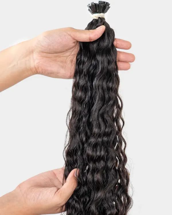Raw Indian Temple Hair Flat-Tip Natural Curly | 100% Virgin Indian Hair | 100g– Bella Hararo