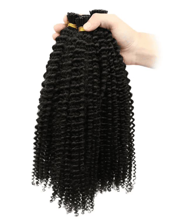 Get bold, natural curls with Bella Hararo’s Indian Remy Hair I-Tip Kinky Curly Extensions