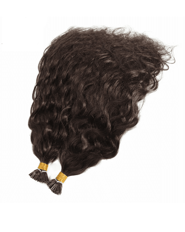 Experience the luxury of natural waves with Raw Indian Temple Hair I-Tip Natural Wavy Extensions