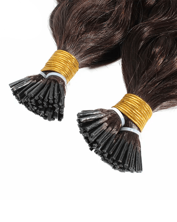 Experience the luxury of natural waves with Raw Indian Temple Hair I-Tip Natural Wavy Extensions