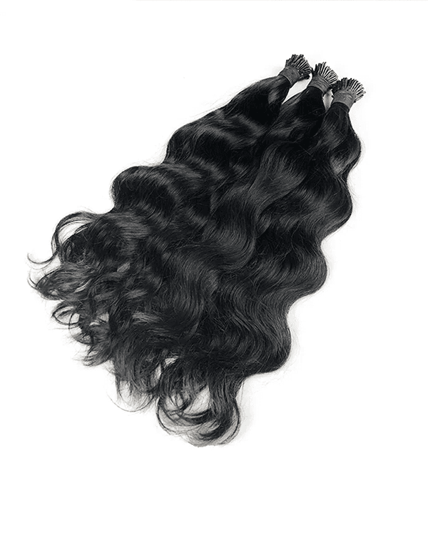Enhance your hairstyle with Bella Hararo’s Indian Remy Hair I-Tip Wavy Extensions, crafted from 100% Indian Hair for a natural, voluminous look