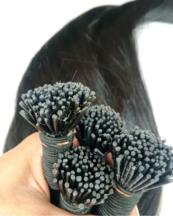 Achieve a sleek, natural, and long-lasting look with Raw Indian Temple Hair I-Tip Straight Extensions