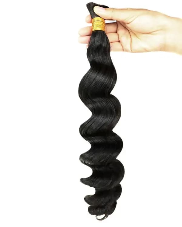 Experience the luxurious volume and soft waves of Premium Raw Indian Temple Bulk Hair – Body Wave