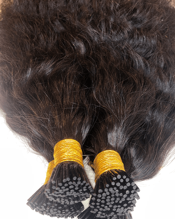 Enhance your hairstyle with Bella Hararo’s Indian Remy Hair I-Tip Loose Curly Extensions