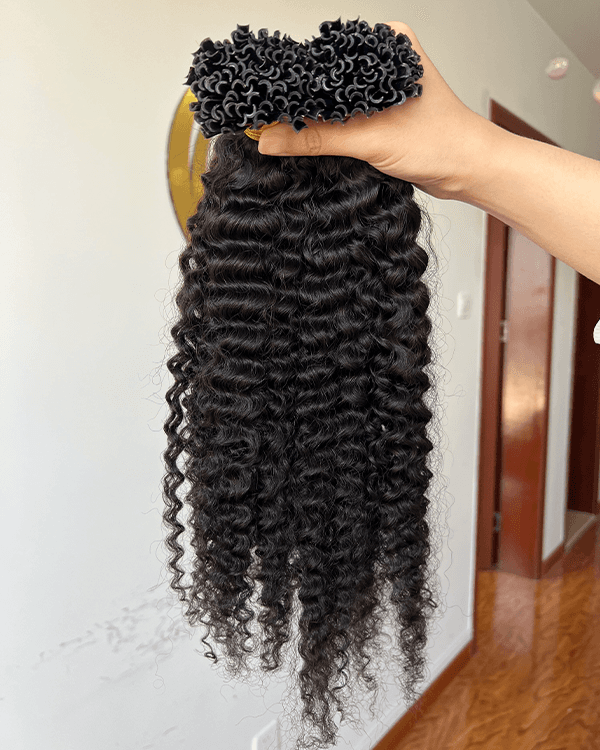 Achieve voluminous, bouncy curls with Bella Hararo’s Indian Remy Hair U-Tip Indian Curly Extensions