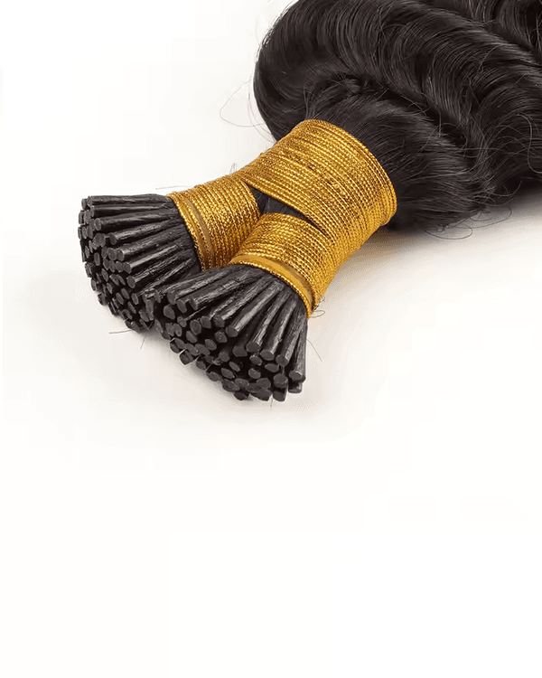 Get luscious, voluminous waves with Raw Indian Temple Hair I-Tip Deep Wave Extensions