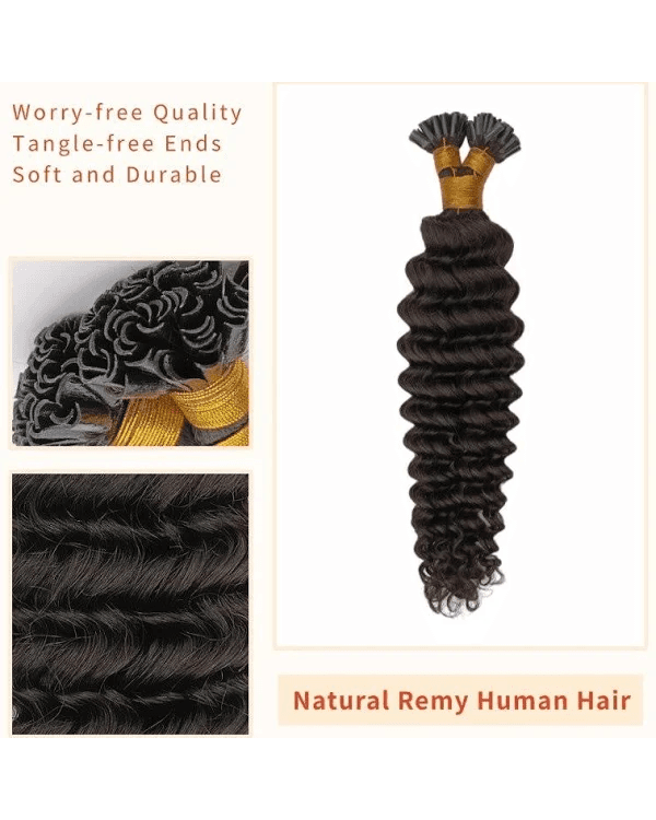 Enhance your hair with Raw Indian Temple Hair U-Tip Deep Wave Extensions, crafted from 100% virgin Indian temple hair