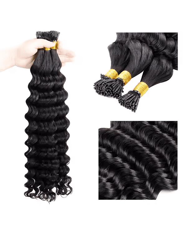 Enhance your hair with the luxurious, natural waves of Raw Indian Temple Hair I-Tip Loose Wavy Extensions