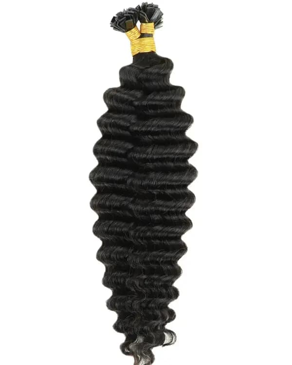Raw Indian Temple Hair Flat-Tip Deep Curly | 100% Virgin Indian Hair | 100g– Bella Hararo