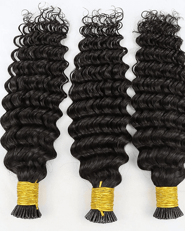 Get luxurious, voluminous curls with Raw Indian Temple Hair I-Tip Deep Curly Extensions