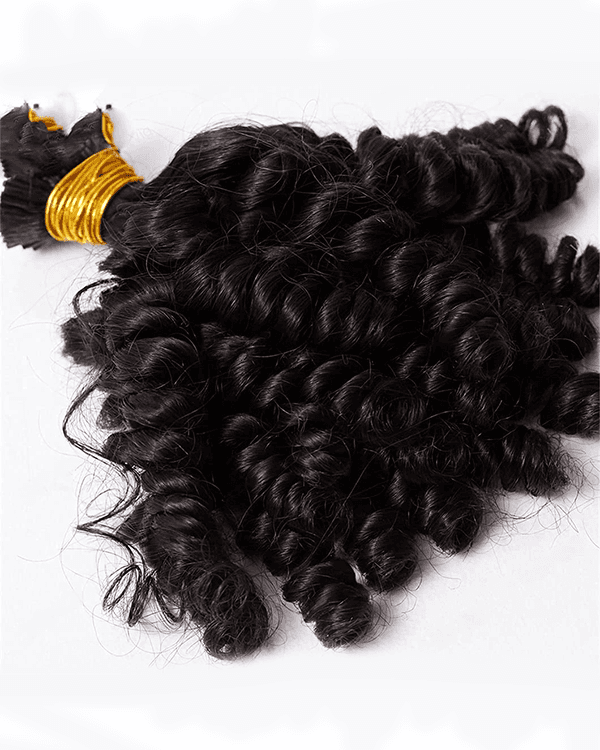 Raw Indian Temple Hair I-Tip Telephone Curly | 100% Virgin Indian Hair  | 100g– Bella Hararo