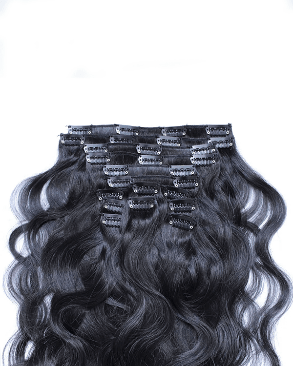 Indian Remy Hair 10 PCS Set Premium Natural Wavy Clip-In Hair Extensions | Double Drawn | 100% Indian Hair | 100g – Bella Hararo