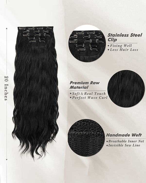 Indian Remy Hair 5 PCS Set Premium Natural Wavy Clip-In Hair Extensions | Double Drawn | 100%  Indian Hair | 100g – Bella Hararo