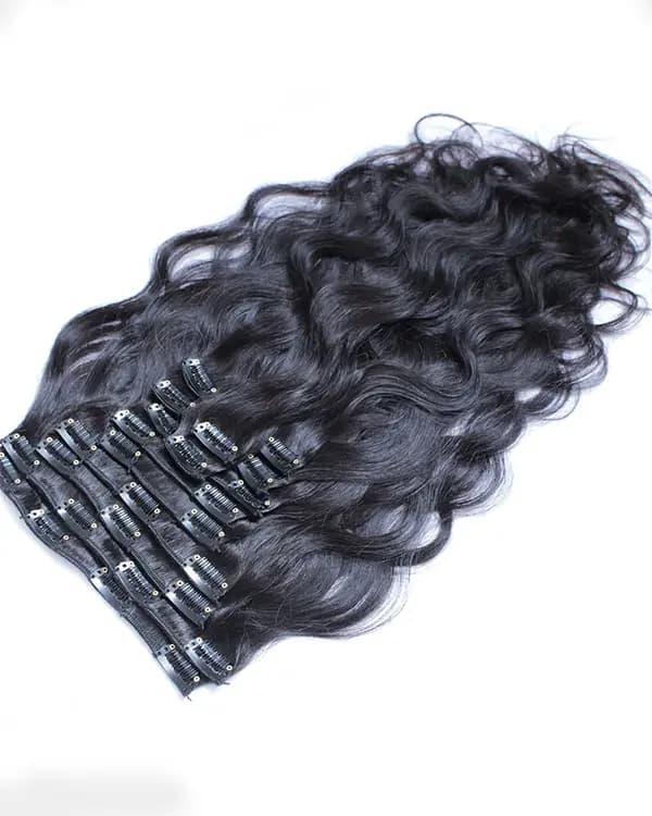 10 PCS Set Premium Natural Wavy Clip-In Hair Extensions | 100% Virgin Indian Hair | 100g– Bella Hararo