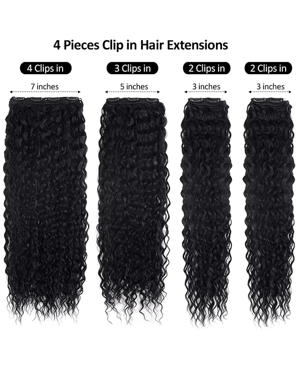 Add instant volume and defined curls with Bella Hararo’s 4 PCS Set Premium Curly Clip-In Hair Extensions