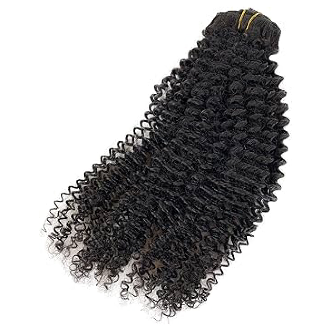 Raw Unprocessed Hair Weft In Kinky Curly Texture Human Hair Extensions(pack Of 1)