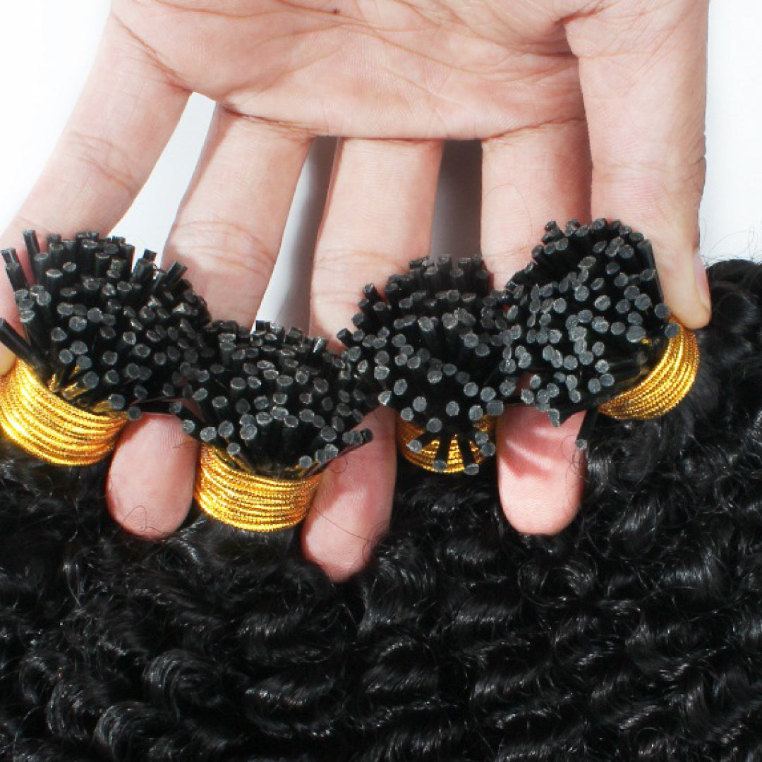 Keratin I-Tip Kinky Curly Human Hair Extensions