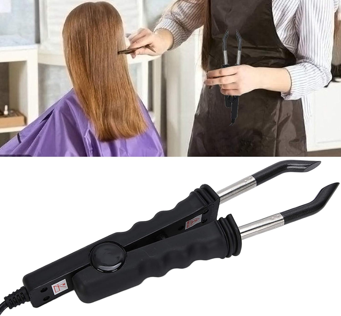 Hair Extension Bonding Tool, Professional Flat Shape Hair Extension Connector Machine Salon Iron Wand Melting Tool Wig Connector Tools Hair Styler (Black)