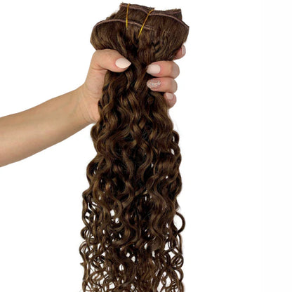 Raw Unprocessed Indian Curly Texture In Machine Weft Human Hair Extensions ( Pack Of 1)