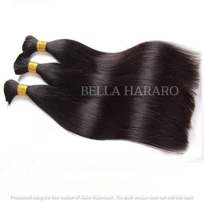 3 Bundle Deal Bulk Double Drawn Straight Human Hair In Natural Black Color (Pack Of 3 Bundle)