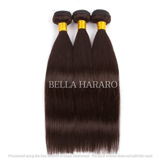 3 Bundle Deal Raw Unprocessed Straight Human Hair #2 Brown Color (Pack Of 3)