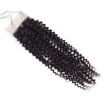 Closure Deep Curly Human Hair Extensions (4x4)