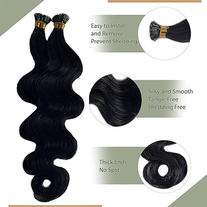 Keratin I-Tip Body Wave Human Hair Extensions