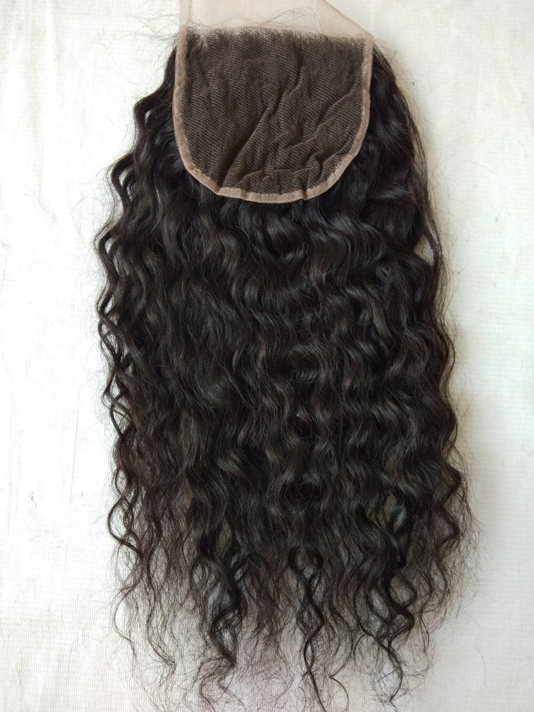 Closure Indian Curly  Human Hair Extensions (4x4)