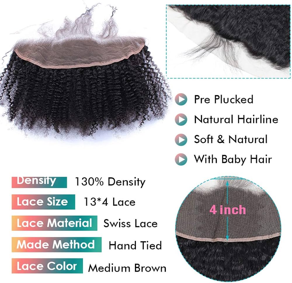 Frontal Afro Curly Human Hair Extensions (13x4)