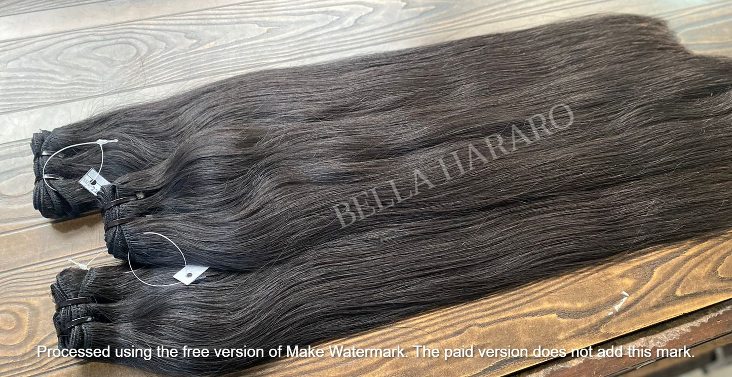 3 Bundle Deal Weft Single Drawn Straight Human Hair In Natural Black Color (Pack Of 3 Bundle)