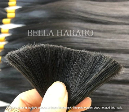 4 Bundle Deal Bulk Single Drawn Straight Human Hair In Natural Black Color (Pack Of 4 Bundle)