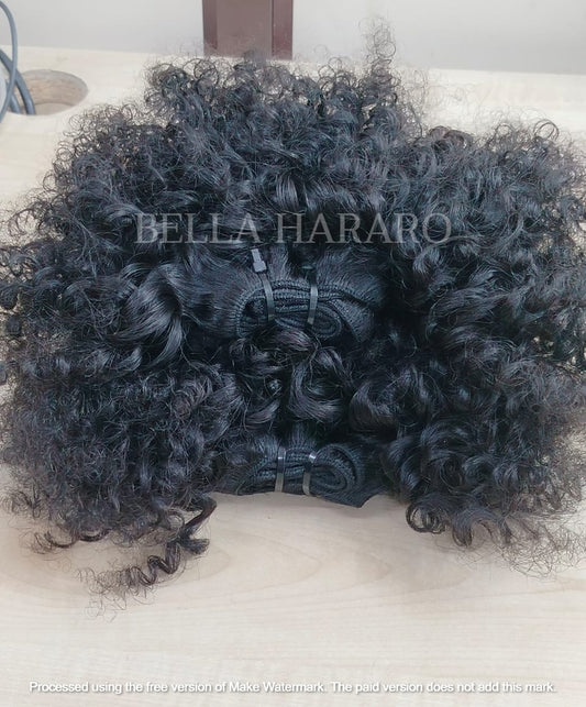 2 Bundles Deal Weft Single Drawn Afro Curly Human Hair In Natural Black And Brown Color (Pack Of 2 Bundles)