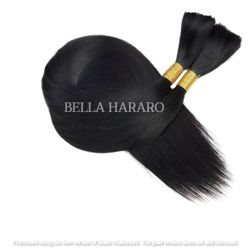 Bulk Unprocessed Raw Single Drawn Straight Indian Human Hair In Natural Black Color (Pack Of 2 Bundles)