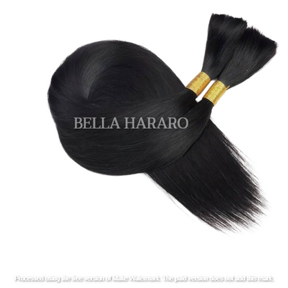 Bulk Unprocessed Raw Single Drawn Straight Indian Human Hair In Natural Black Color (Pack Of 2 Bundles)