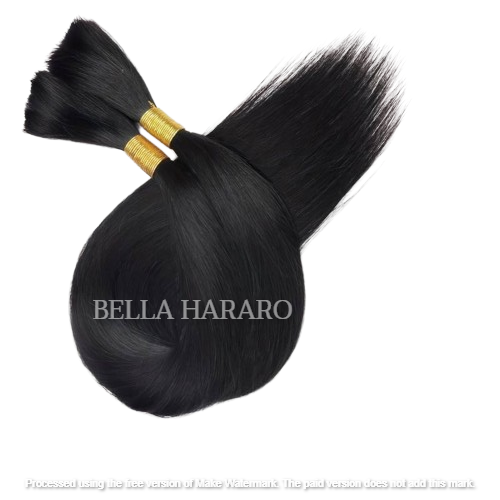 Bulk Unprocessed Raw Single Drawn Straight Indian Human Hair In Natural Black Color (Pack Of 2 Bundles)