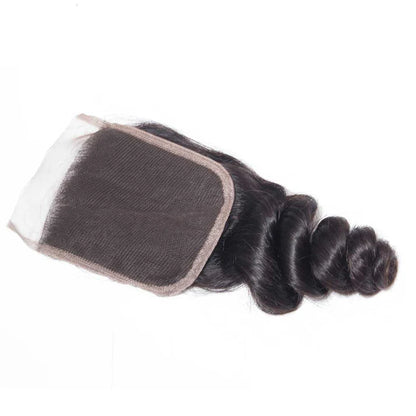 Closure Loose Wave Human Hair Extensions (4x4)