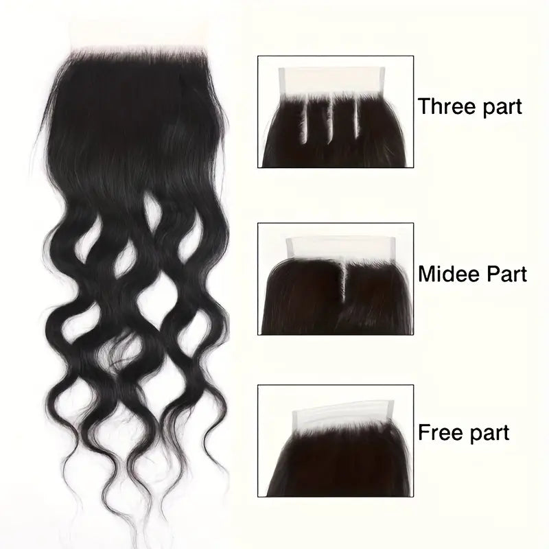 Closure Natural Wave Human Hair Extensions (5x5)