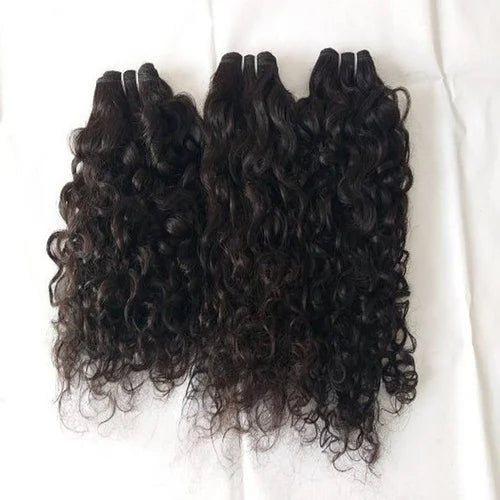 Raw Unprocessed Indian Curly Texture In Machine Weft Human Hair Extensions ( Pack Of 1)