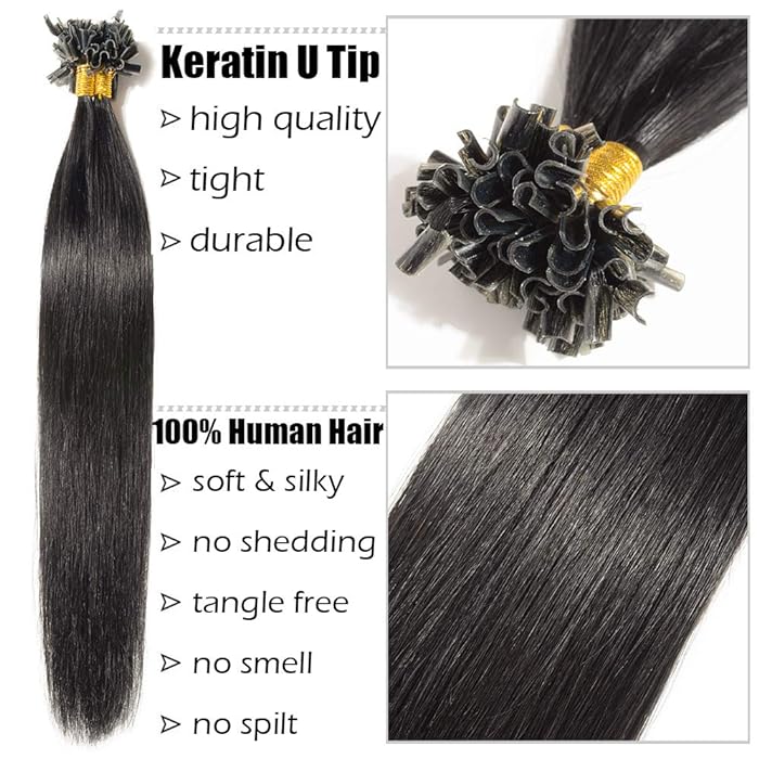 Keratin U-Tip Straight Human Hair Extensions