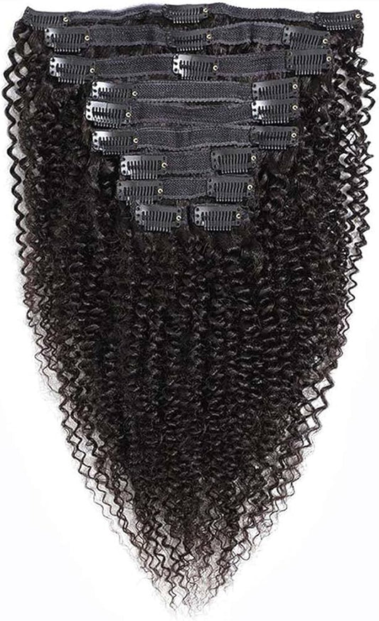 Clip-In 10-Piece Set Kinky Curly Human Hair Extensions (140 gm)