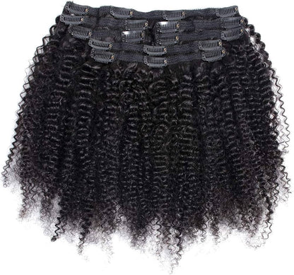 Clip-In 10-Piece Set Afro Curly Human Hair Extensions (100gm)