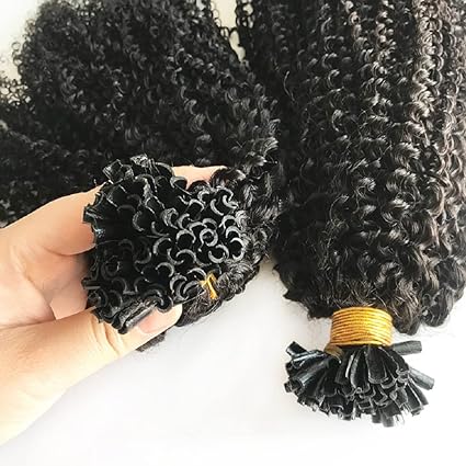 Keratin U-Tip Kinky Curly Human Hair Extensions