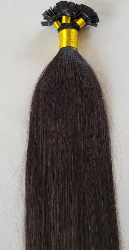 Keratin Flat-Tip Straight Human Hair Extensions