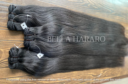 3 Bundle Deal Weft Single Drawn Straight Human Hair In Natural Black Color (Pack Of 3 Bundle)