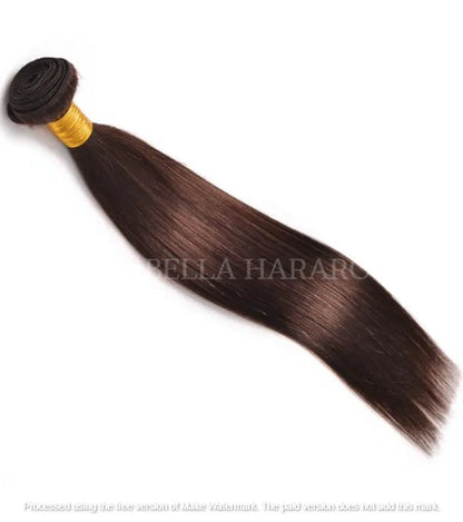 Straight Double Drawn Human Hair In #4 Brown Color (Pack Of 1 Bundle)