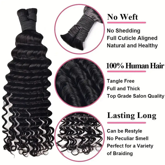 Bulk Deep Curly Human Hair Extensions