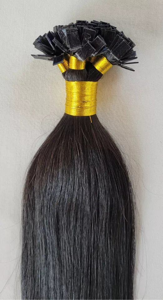 Keratin Flat-Tip Straight Human Hair Extensions