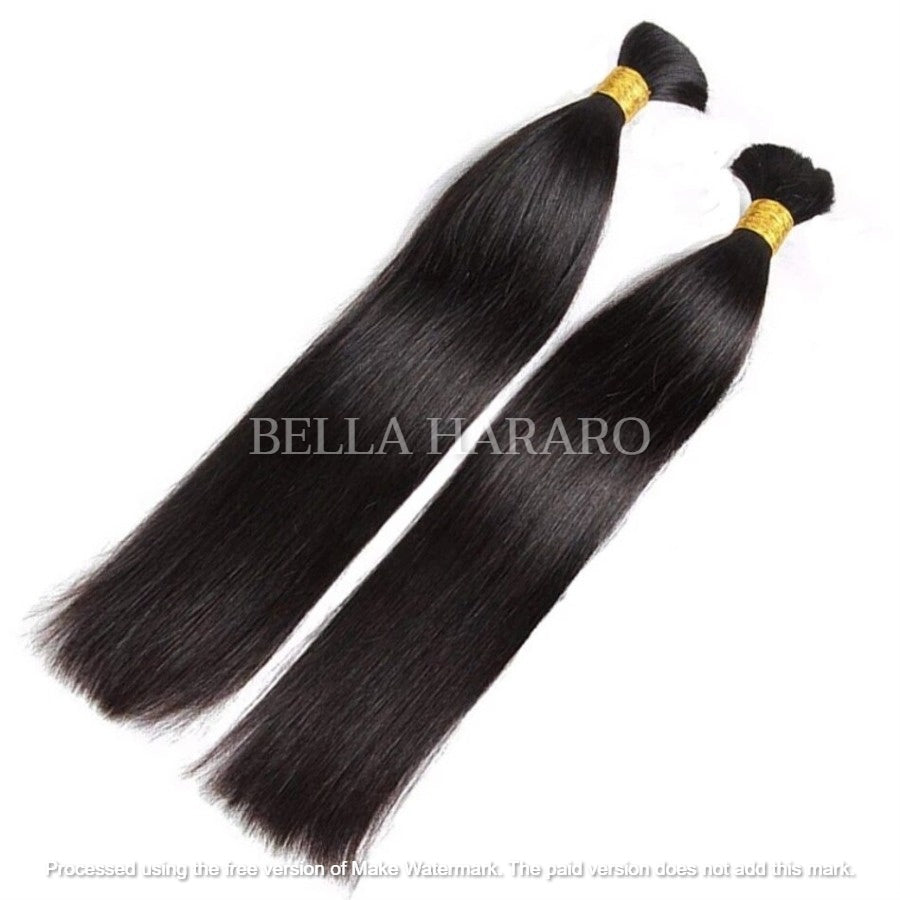 Straight Raw Unprocessed Temple Bulk Hair In Natural Black Color (Pack Of 1)