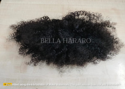 Raw Unprocessed Indian Hair Weft  In Single Drawn Afro Curly Texture  In Natural Black Color (Pack Of 1 Bundle)